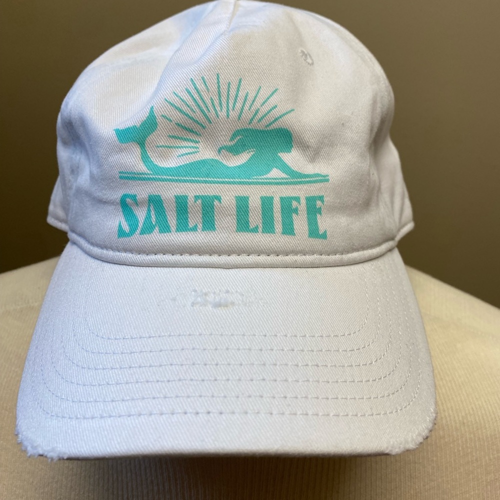 Salt Life Youth Mermaid Distressed Hat White And Aqua NWT
